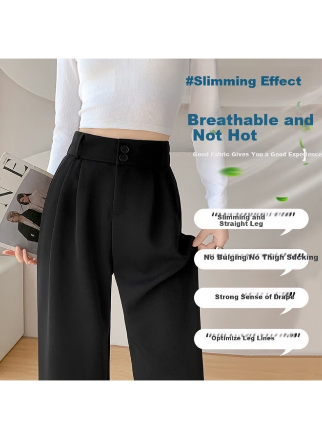 Yishangmei Black Suit Pants For Women, Summer New Style, Commuter Professional Straight-leg, Pee Loose Casual Wide-leg Trousers - Image 2