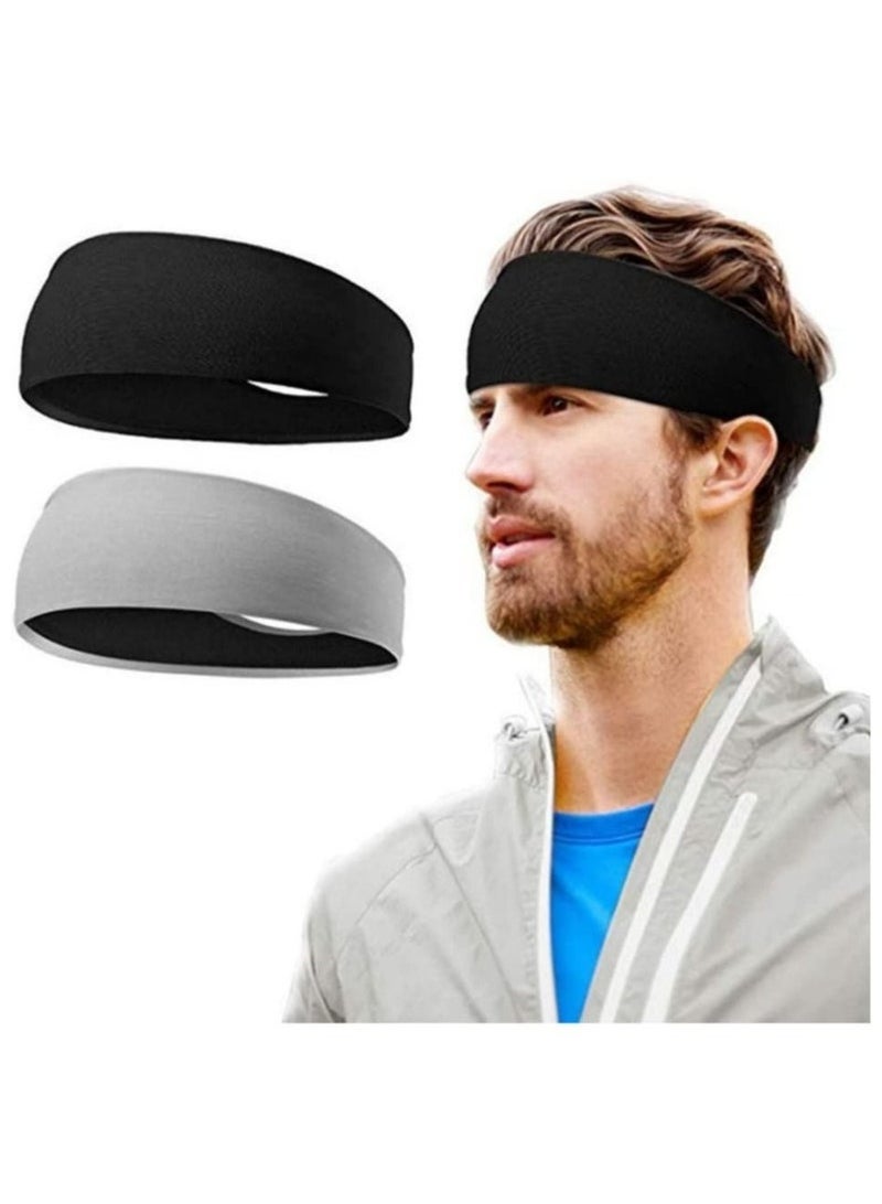 Generic Sports Headbands, Sports Headbands for Men Women (2 Pack), Moisture Wicking Sweat Band Elastic Wide Hair Bands, Running, Cycling, Basketball, Gym Exercise, Football  - Image 1
