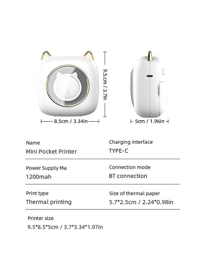 Generic Mini Pocket Printer Portable Thermal Printer Machine Wireless BT Connection 203DPIwith 6 Roll Thermal Paper+3pcs Color Thermal Paper 57x25mm+5pcs Color Markers Gift  - Image 4