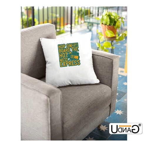 UDNAG White Polyester 'Girls Trip | hop on Board The hot Mess Express' Pillow Cover [16 Inch X 16 Inch] - Image 3
