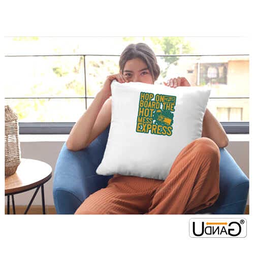 UDNAG White Polyester 'Girls Trip | hop on Board The hot Mess Express' Pillow Cover [16 Inch X 16 Inch] - Image 2