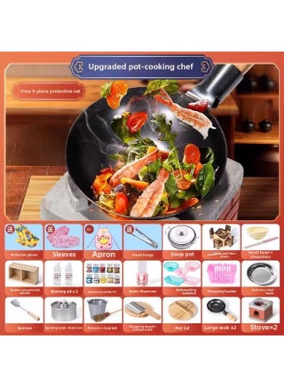 Playhouse Mini Kitchenette Toys Real Cooking Cooking Kitchenware Internet Popular Children's Little Girl Birthday Gift-Color:Cooking Chef-[42 Pieces Of Enlarged Double Wok] [stove + Wok + Soup Pot + Table And Chair] (comes With 4-piece Protective Set) - pzsku/Z6706B0534869A0C13AA0Z/45/1745567757/e5c55de1-9831-4500-a7ba-f675940ee23d
