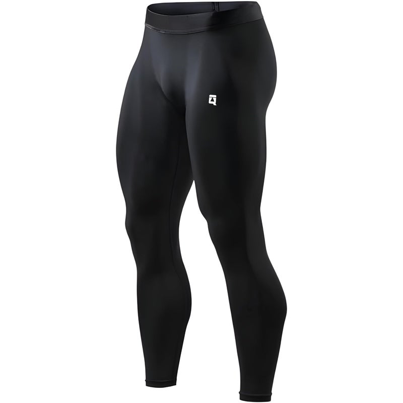 QUADA Compression Tights | Compression Pants | Gym & Sports Body Fit Tights Activewear (L) Black - Image 3