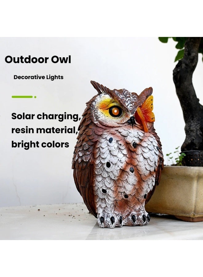 عام الشمسية في الهواء الطلق مقاوم للماء حديقة الحرف الراتنج الحلي فراشة البومة أضواء حديقة الحديقة أضواء ليلية - Image 4