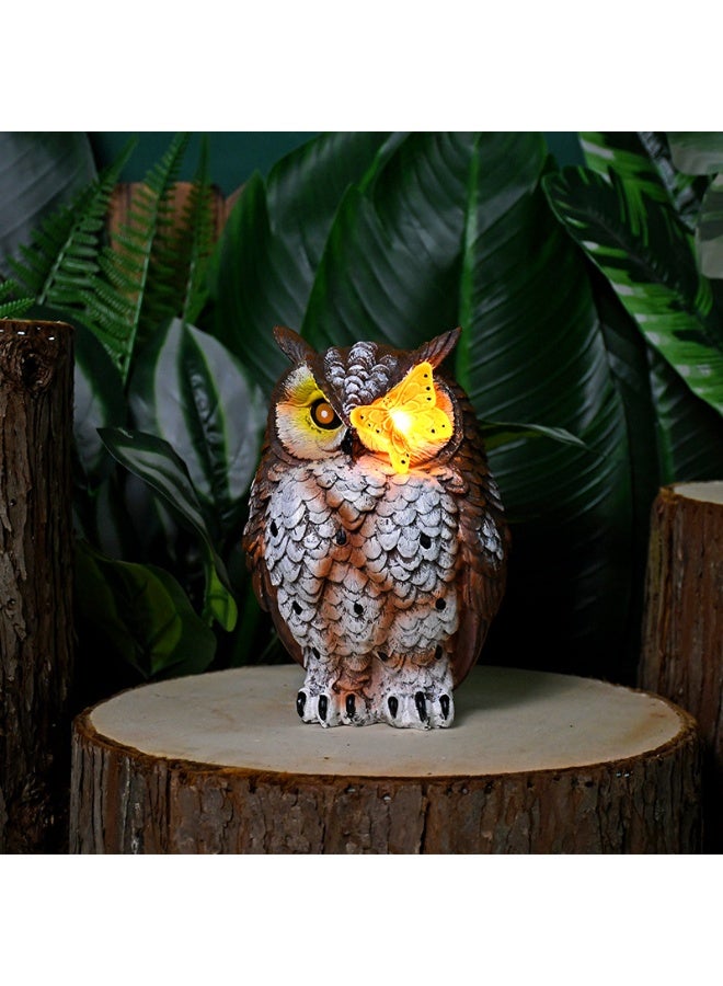 عام الشمسية في الهواء الطلق مقاوم للماء حديقة الحرف الراتنج الحلي فراشة البومة أضواء حديقة الحديقة أضواء ليلية - Image 3