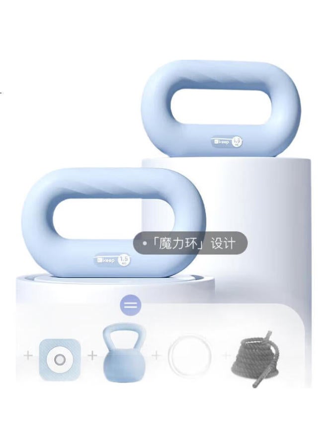 Keep دمبل مطاطي ناعم من Keep، دمبل متعدد الوظائف لتشكيل اللياقة البدنية وبناء العضلات، دمبل دائري للاستخدام المنزلي، أزرق، 1.5 كجم*2 - Image 1