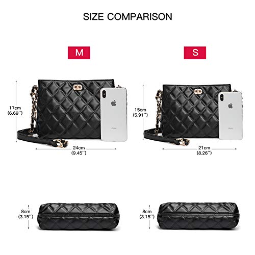 Sivim Crossbody Bags for Women Medium Size Leather Cute Crossbody Purse Shoulder Bag with Adjustable Gold Chain Strap(Medium Black) - Image 3
