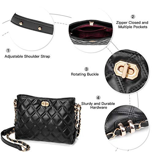 Sivim Crossbody Bags for Women Medium Size Leather Cute Crossbody Purse Shoulder Bag with Adjustable Gold Chain Strap(Medium Black) - Image 5