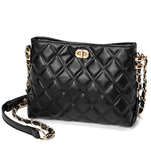 Sivim Crossbody Bags for Women Medium Size Leather Cute Crossbody Purse Shoulder Bag with Adjustable Gold Chain Strap(Medium Black) - Image 1