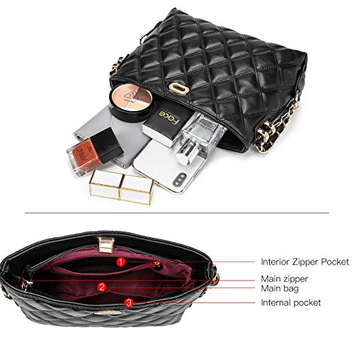 Sivim Crossbody Bags for Women Medium Size Leather Cute Crossbody Purse Shoulder Bag with Adjustable Gold Chain Strap(Medium Black) - Image 4