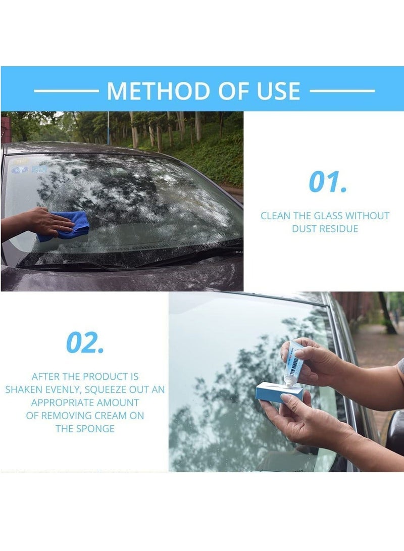 Generic Car Glass Oil Film Cleaner 2Pcs Glass Film Removal Cream Car Windshield Oil Film Cleaner Glass Stripper Water Spot Remover Glass Oil Film Remover with Sponge for Car and Home Bathroom Glass  - Image 5