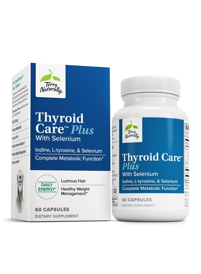 Terry Naturally Thyroid Care Plus - Supplement to Aid Thyroid - Dietary Supplement for Energy & Healthy Hair Support - Supplement with L-Tyrosine & Selenium - 60 Capsules - Image 1