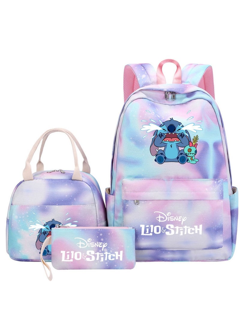 Stitch Printed Three Piece Set Backpack