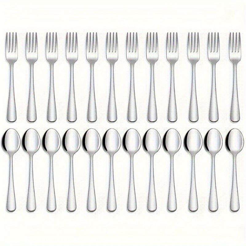 Stainless Steel Cutlery Set 6 Spoons And 6 Forks Food Grade Silverware Dishwasher Safe For Home Kitchen Restaurant - Image 2