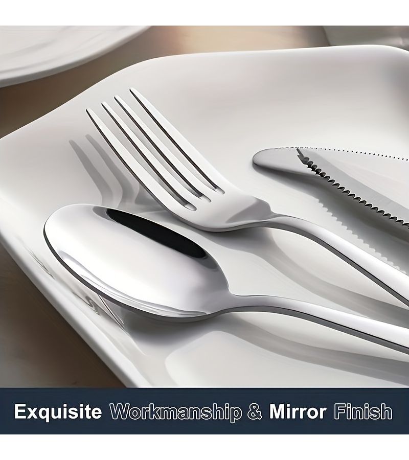 Stainless Steel Cutlery Set 6 Spoons And 6 Forks Food Grade Silverware Dishwasher Safe For Home Kitchen Restaurant - Image 5