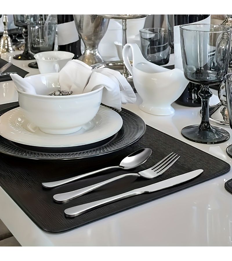 Stainless Steel Cutlery Set 6 Spoons And 6 Forks Food Grade Silverware Dishwasher Safe For Home Kitchen Restaurant - Image 1