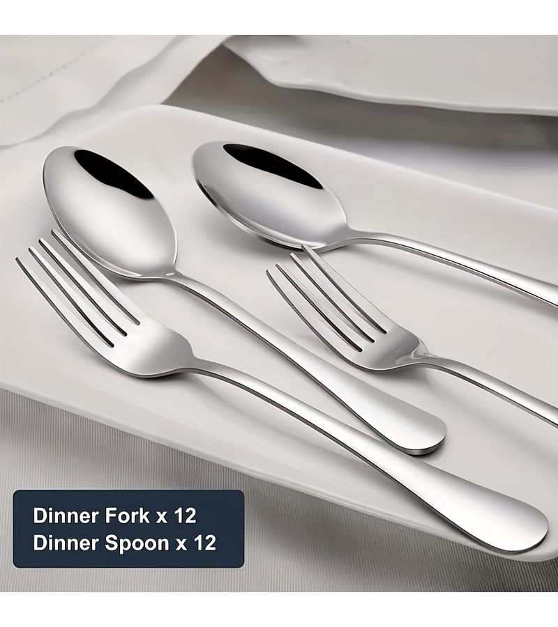 Stainless Steel Cutlery Set 6 Spoons And 6 Forks Food Grade Silverware Dishwasher Safe For Home Kitchen Restaurant - Image 3