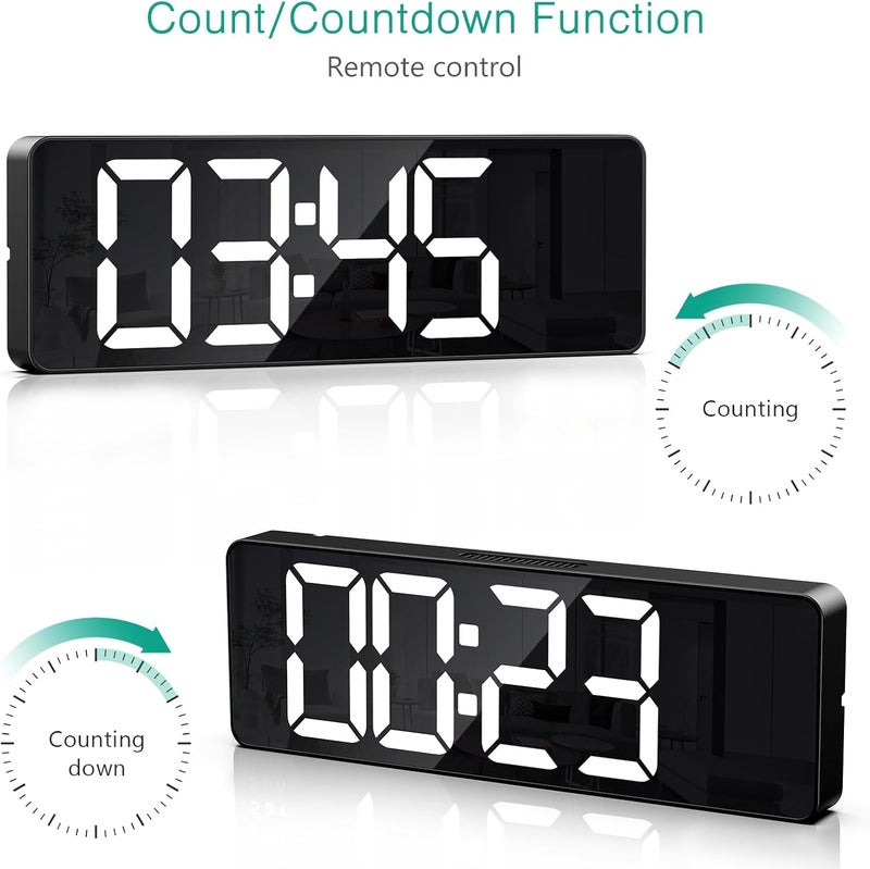 RtnSparsh Digital LED Wall Clock for Living Room Decor Large Display with Date Temperature Week Desk Alarm Clock for Bedroom with Remote Control for Office Home Green White Green - Image 2