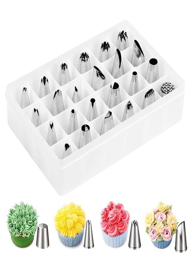 NETIZEN Professional 24-Piece Stainless Steel Cake Decorating Nozzles Set, Icing Tips for Cupcakes, Pastries with Storage Case - Image 1