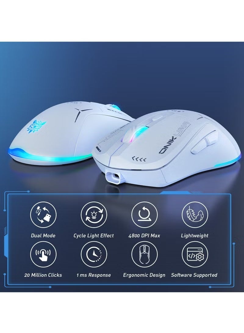 onikuma Gaming Mouse, Wired/Wireless/Bluetooth Tri-Mode, Laptop Wireless Mouse, Portable Type-C Rechargeable 4800 DPI Mouse with 7 RGB Lighting Modes - Image 5
