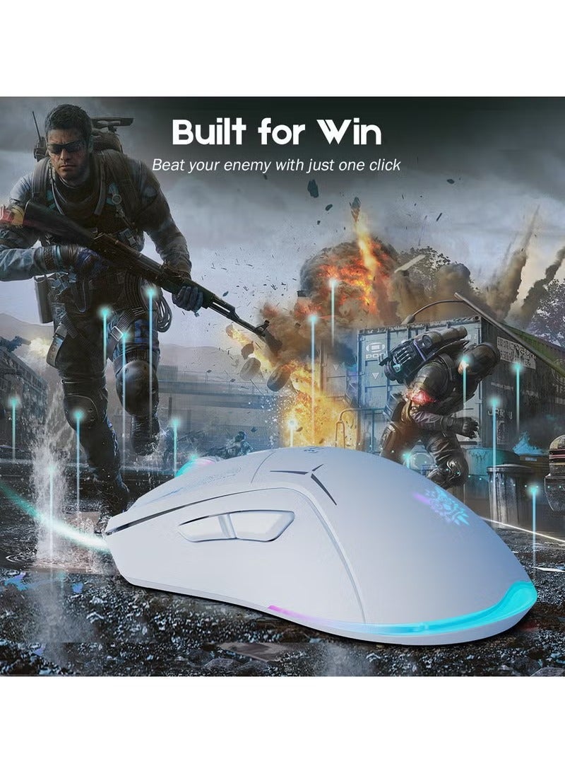onikuma Gaming Mouse, Wired/Wireless/Bluetooth Tri-Mode, Laptop Wireless Mouse, Portable Type-C Rechargeable 4800 DPI Mouse with 7 RGB Lighting Modes - Image 3