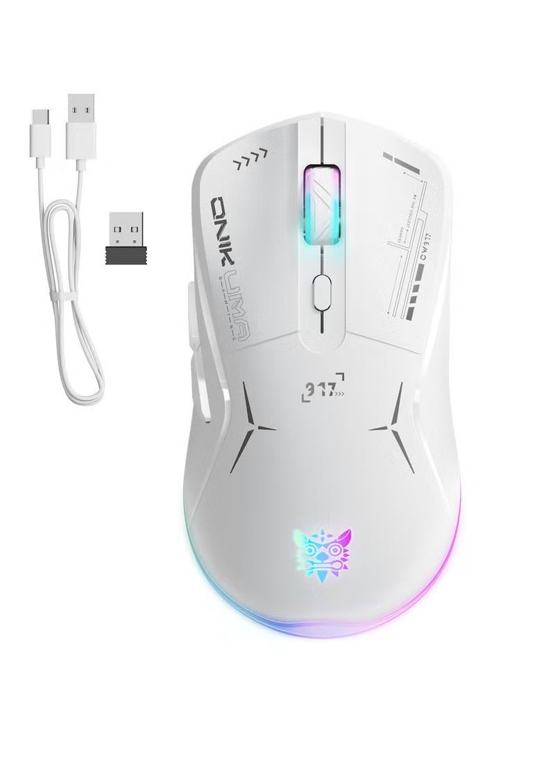 onikuma Gaming Mouse, Wired/Wireless/Bluetooth Tri-Mode, Laptop Wireless Mouse, Portable Type-C Rechargeable 4800 DPI Mouse with 7 RGB Lighting Modes - Image 1