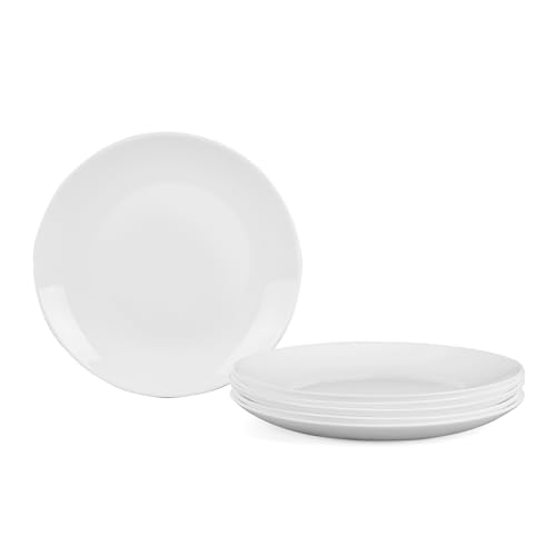 LaGlint 10.5 inch Dinner Plate Set of 6, Lightweight Round Opal Glass White Dinnerware Plates, Dishwasher and Microwave Safe - Image 1