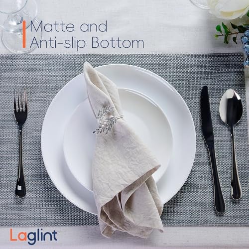 LaGlint 10.5 inch Dinner Plate Set of 6, Lightweight Round Opal Glass White Dinnerware Plates, Dishwasher and Microwave Safe - Image 4