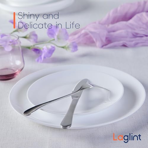 LaGlint 10.5 inch Dinner Plate Set of 6, Lightweight Round Opal Glass White Dinnerware Plates, Dishwasher and Microwave Safe - Image 3
