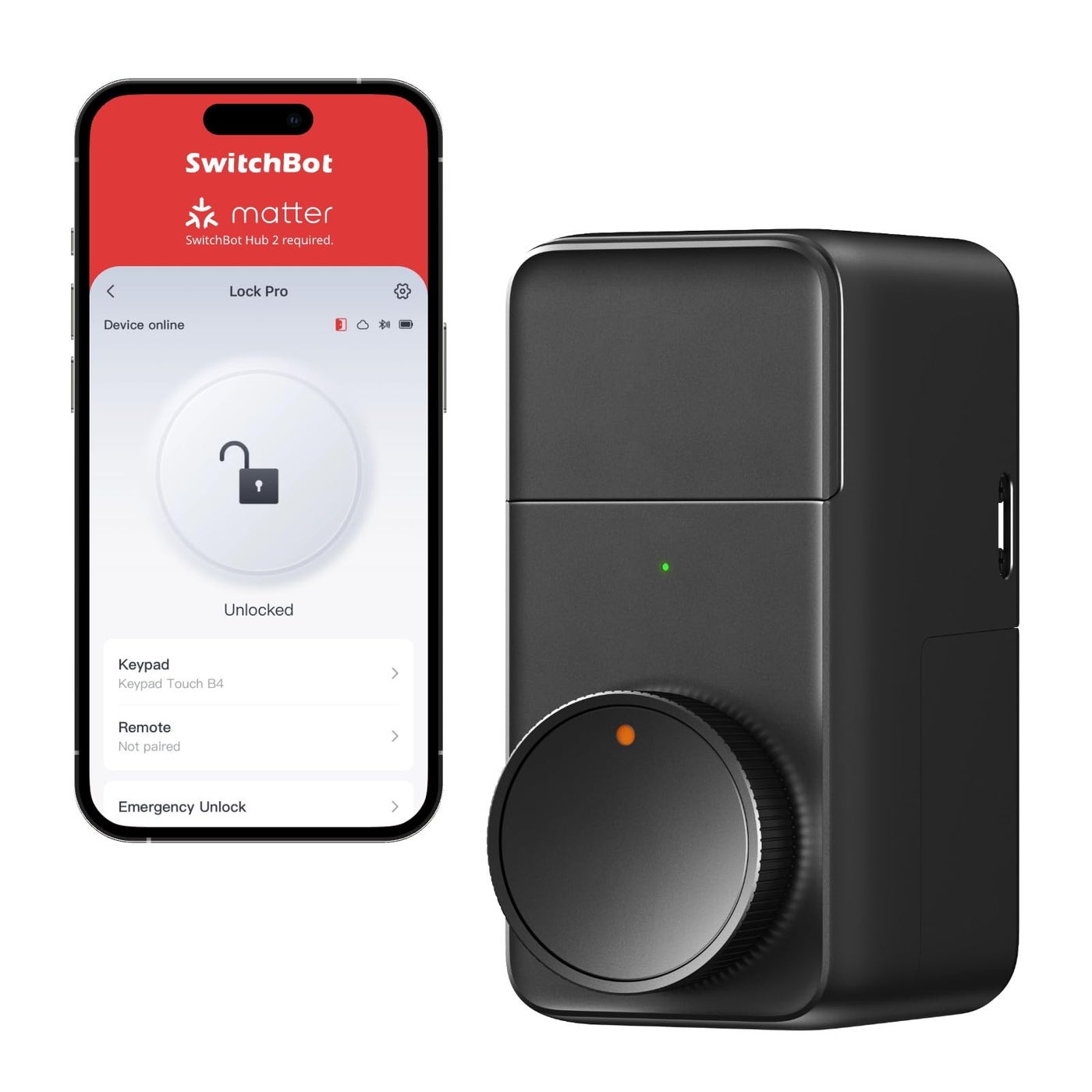 SwitchBot Smart Lock Pro Keyless Entry Door Lock, Smart Deadbolt Retrofit for Existing Deadbolt, No-Drill Install for Renters, Auto-Lock, Add Hub (Sold Separately) for Matter Siri, Alexa & Google