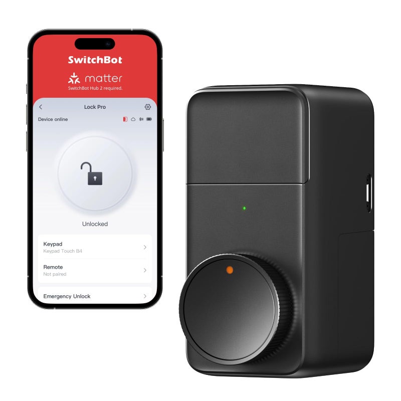 SwitchBot Smart Lock Pro Keyless Entry Door Lock, Smart Deadbolt Retrofit for Existing Deadbolt, No-Drill Install for Renters, Auto-Lock, Add Hub (Sold Separately) for Matter Siri, Alexa & Google - Image 1