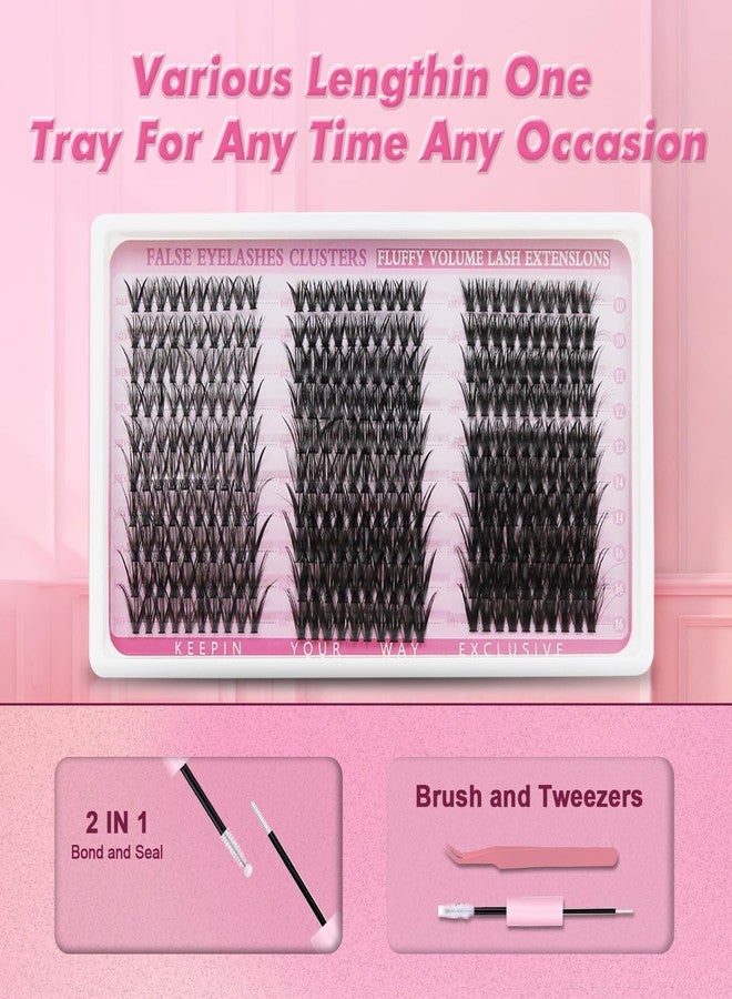 Gosect Lash Extension Kit DIY 300pcs Lash Clusters Eyelash Extension Kit,Individual Lashes Kit with Lash Bond and Seal, Lash Tweezers for Self Use (30D&40D&50D, 300pcs, 10-16mm, Kit) - Image 4