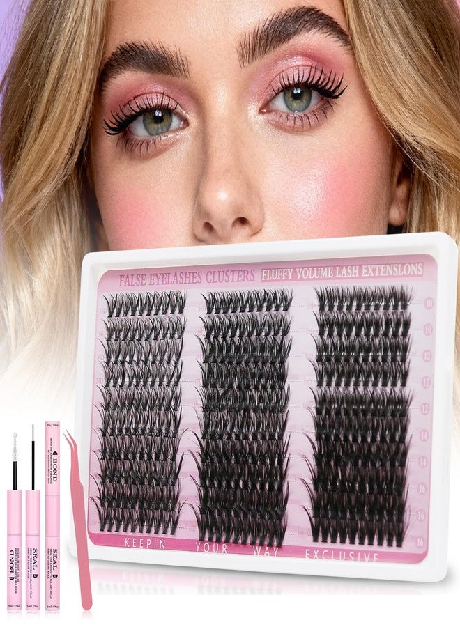 Gosect Lash Extension Kit DIY 300pcs Lash Clusters Eyelash Extension Kit,Individual Lashes Kit with Lash Bond and Seal, Lash Tweezers for Self Use (30D&40D&50D, 300pcs, 10-16mm, Kit) - Image 1