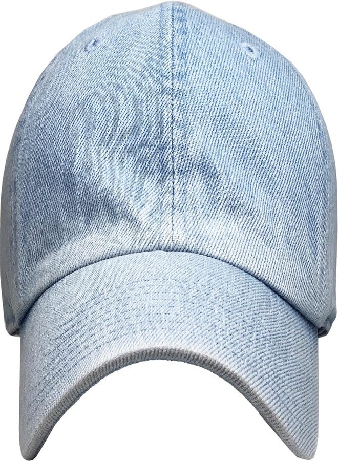 KBETHOS KBE-Classic LDM Classic Washed Cotton Dad Hat Baseball Cap Polo Style Light Denim - Image 2