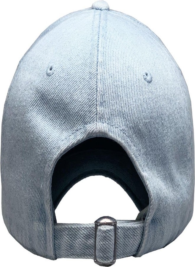 KBETHOS KBE-Classic LDM Classic Washed Cotton Dad Hat Baseball Cap Polo Style Light Denim - Image 3