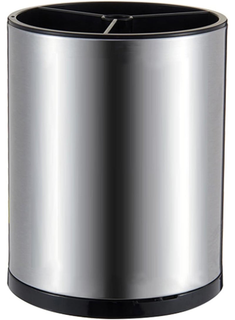 360 Degree Rotating Stainless Steel Kitchen Utensil Holder, Large Countertop Cookware Organizer, 3 Storage Compartments - Image 2