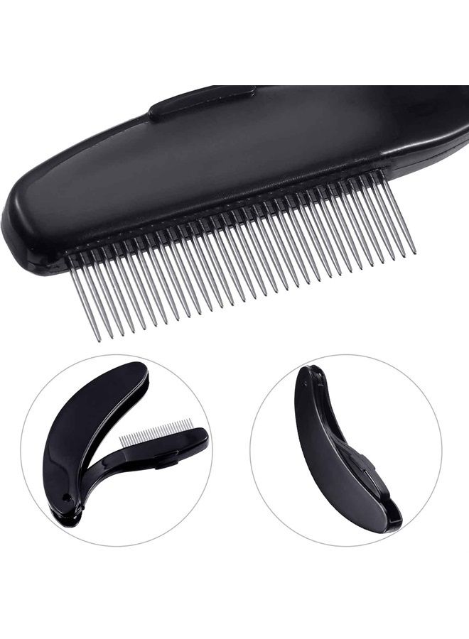 TecUnite 4 Packs Folding Eyelash Comb, Stainless Steel Teeth Eyebrow Comb Lash and Brow Makeup Brush (Black) - Image 3