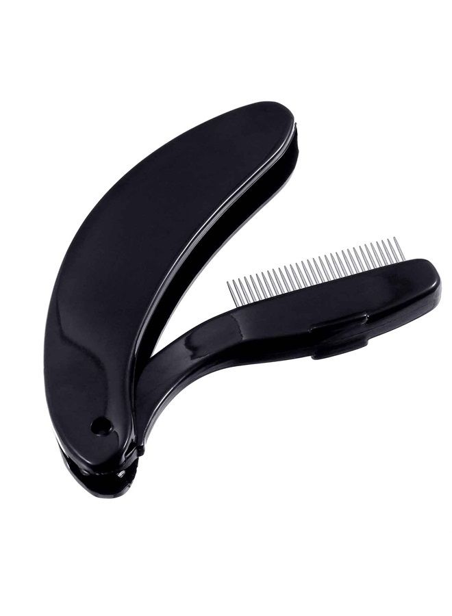 TecUnite 4 Packs Folding Eyelash Comb, Stainless Steel Teeth Eyebrow Comb Lash and Brow Makeup Brush (Black) - Image 5