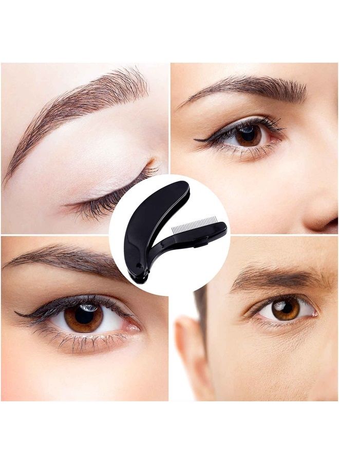 TecUnite 4 Packs Folding Eyelash Comb, Stainless Steel Teeth Eyebrow Comb Lash and Brow Makeup Brush (Black) - Image 4