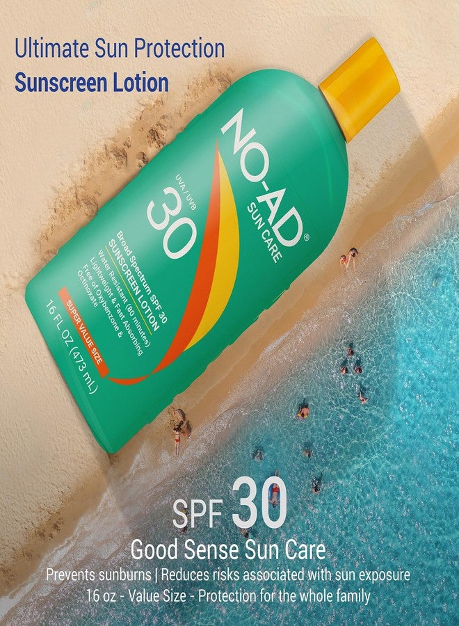 no ad NO-AD SPF 30 Sunscreen Lotion | Broad Spectrum UVA/UVB Protection Water Resistant | Octinoxate & Oxybenzone Free with moisturizing Vitamin E and Aloe 16oz - Image 2