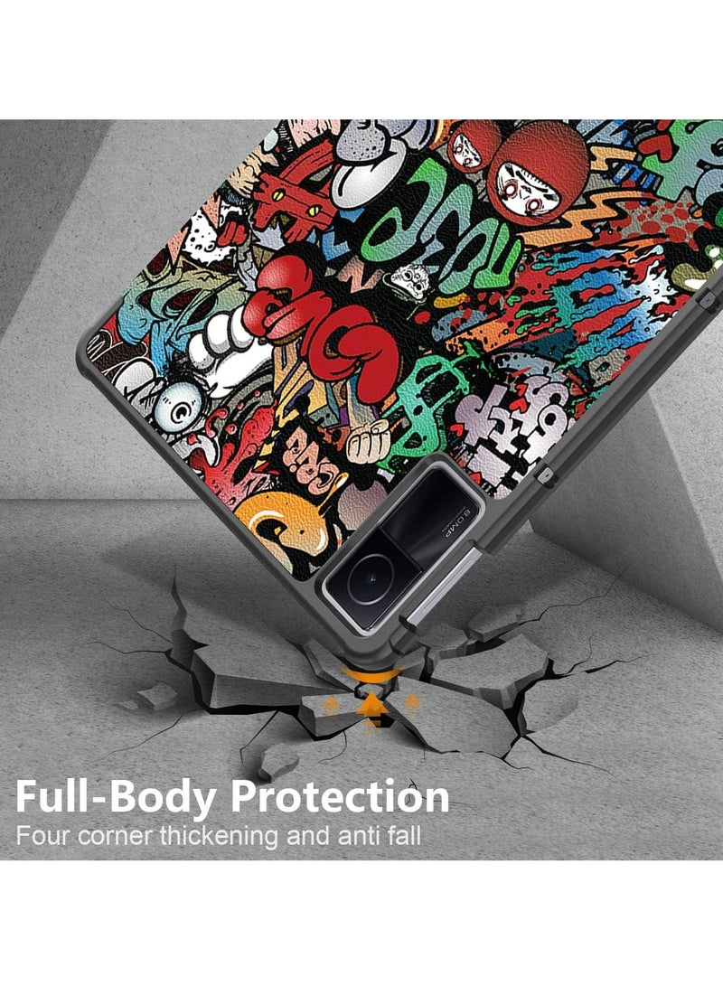 Case for Xiaomi Redmi Pad 10.61 inch Released 2022, Tri fold Slim Lightweight Hard Shell Smart Protective Cover with Multi-Angle Stand (Graffiti) - Image 3