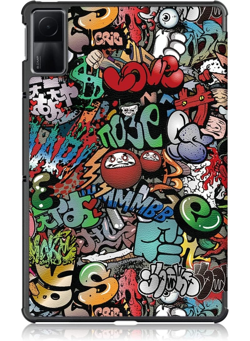 Case for Xiaomi Redmi Pad 10.61 inch Released 2022, Tri fold Slim Lightweight Hard Shell Smart Protective Cover with Multi-Angle Stand (Graffiti) - Image 4