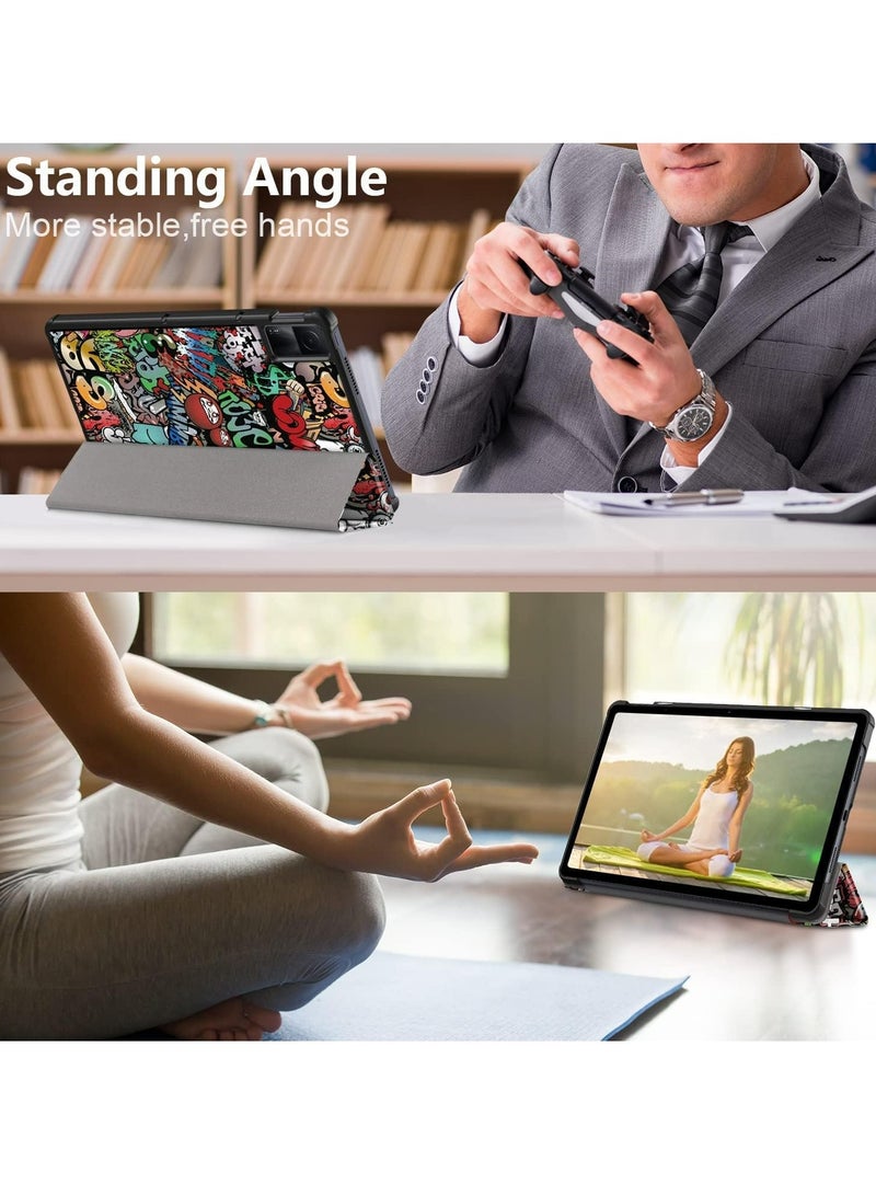 Case for Xiaomi Redmi Pad 10.61 inch Released 2022, Tri fold Slim Lightweight Hard Shell Smart Protective Cover with Multi-Angle Stand (Graffiti) - Image 5