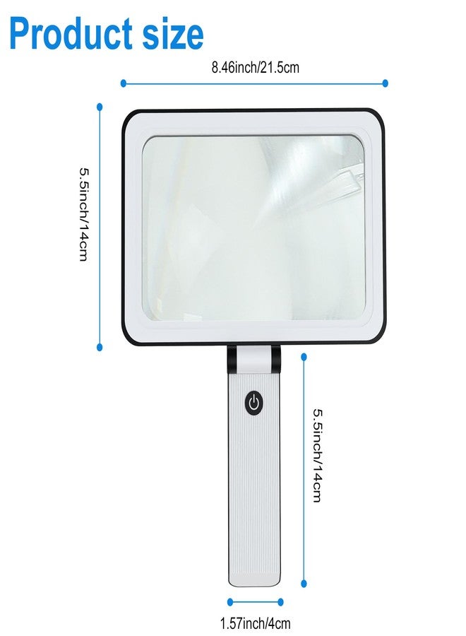 ZHSX 5X Magnifying Glass with Light,Foldable Acrylic Lenses Handheld Magnifying Glass,Lightweight Rectangular Magnifier for Seniors Reading、Close Work、Observe The Stamps - Image 2