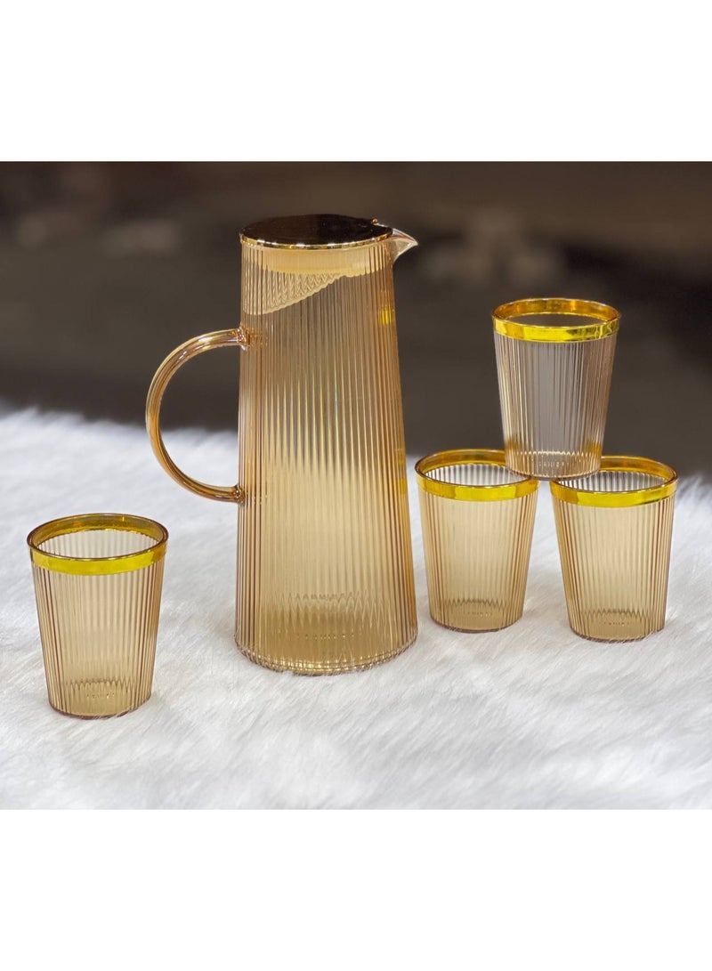 Acrylic beverage serving set: 1.7L pitcher + 4-piece cup