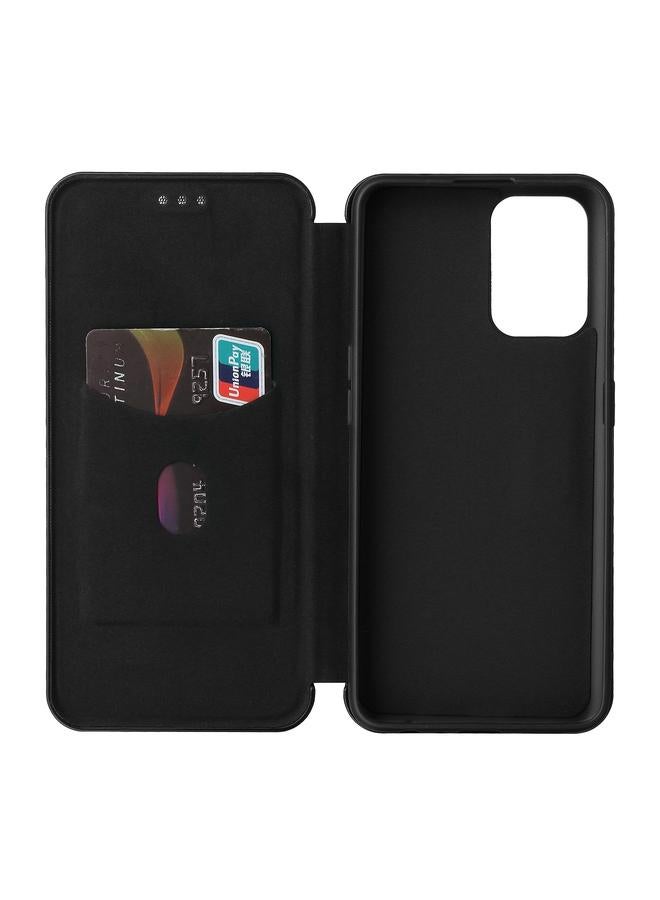 S-TOP Carbon Fiber Texture Horizontal Flip TPU + PC + PU Leather Case with Card Slot For OPPO Reno6 Z - Image 5
