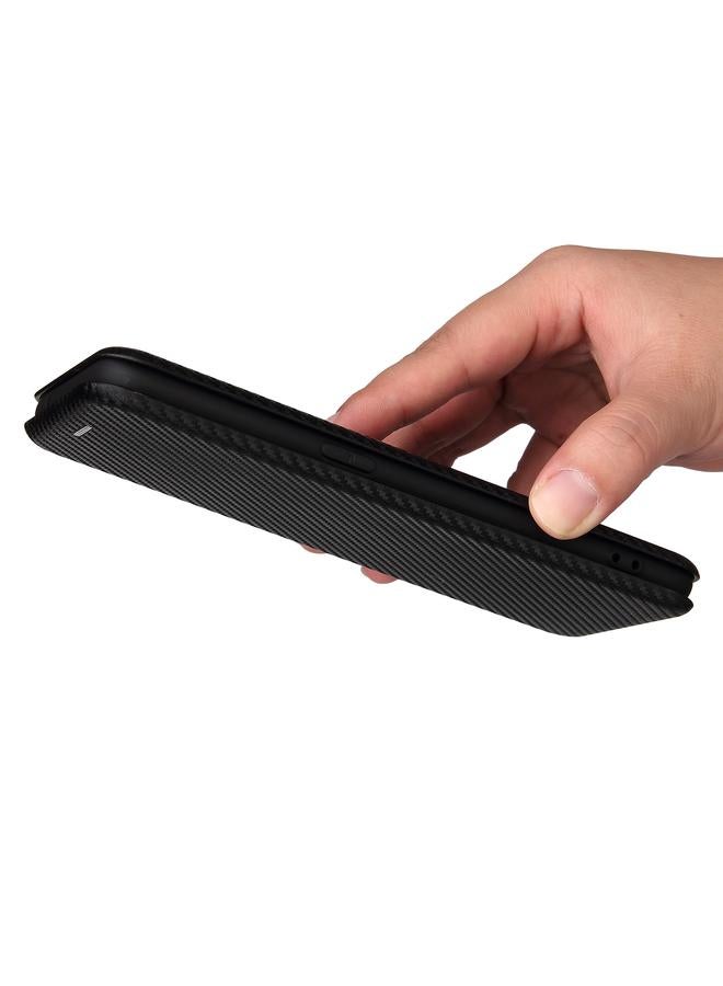 S-TOP Carbon Fiber Texture Horizontal Flip TPU + PC + PU Leather Case with Card Slot For OPPO Reno6 Z - Image 4