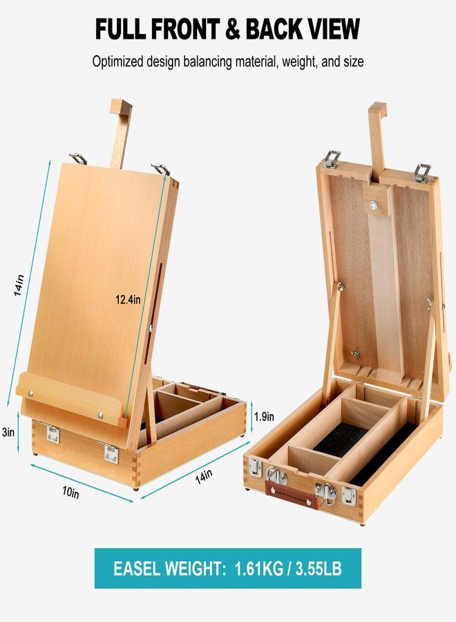 AOTEMOON Beechwood Tabletop Easel Set for Painting, 60 Pieces 2-in-1 Art Supplies Specially Tailored for Painting & Sketching, Portable Adjustable Sketchbox Art Easel for Beginners and Art Lovers - Image 3