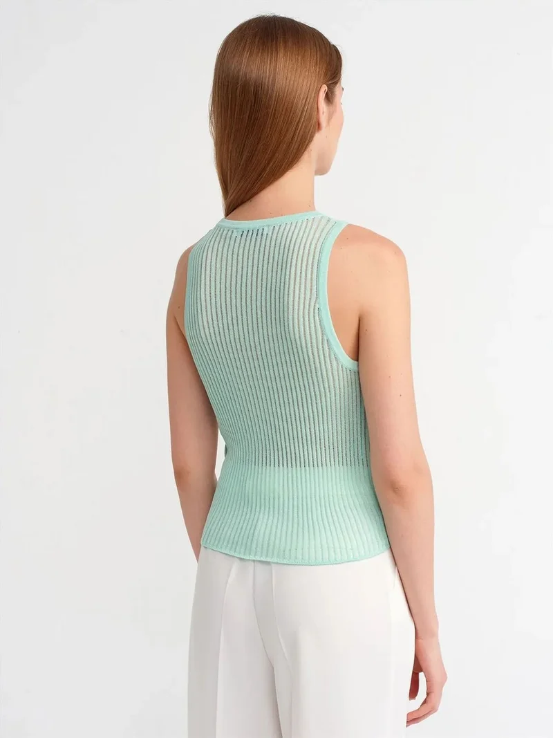 ديلفين Dilvin Ribbed Sleeveless Knit Blouse