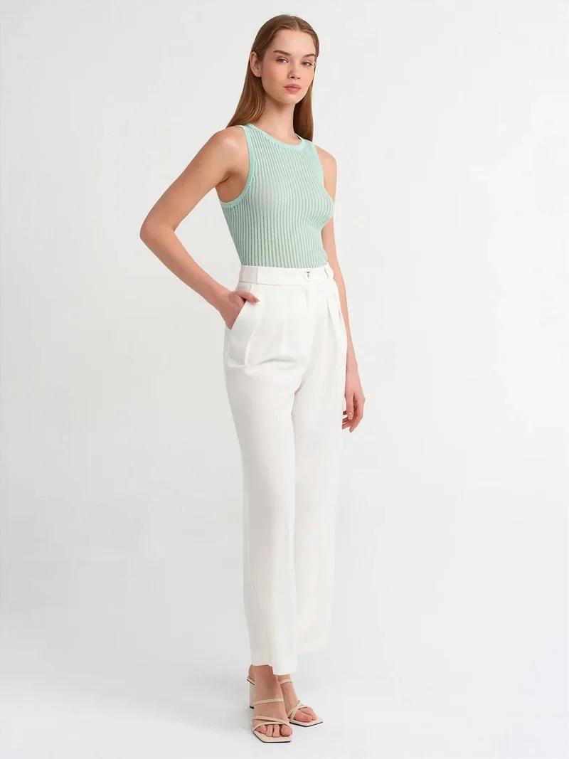 ديلفين Dilvin Ribbed Sleeveless Knit Blouse